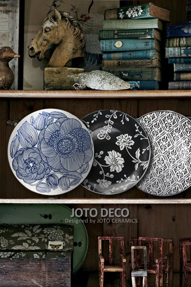Современная Настенная настенная декоративная тарелка, простые Геометрические линии, синий и белый/черный, садовый стиль, домашний декор, керамическое ремесло