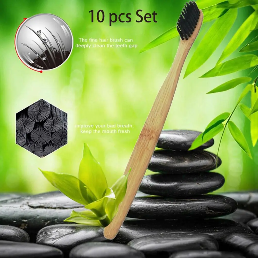 

Natural Environmental Protection Teeth Whitening Bamboo Handle Natural Anti-bacterial Soft Toothbrush