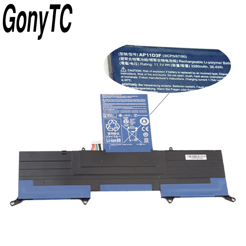 GONYTC оригинальный AP11D3F Батарея для Acer Aspire Nautilus S3 951 391 один MS2346 AP11D4F 3ICP5/65/88 3ICP5/67/90 3280