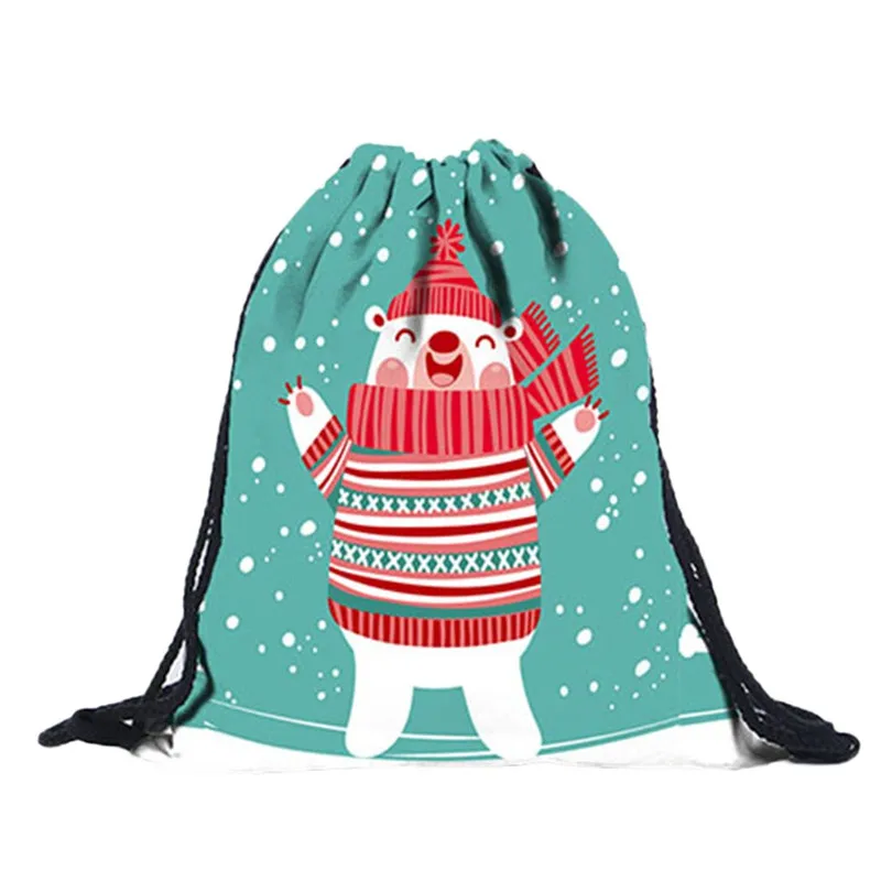 Женская объемная печать Draw Pocket рюкзак Drawstring сумка на плечо Печать Рюкзак Школьная обувь сумка Рождественские подарочные пакеты A30