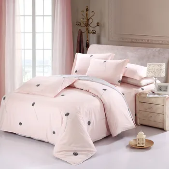 

New Arrival 100% Cotton Sweet Pink Dandelion Bedding Set Romantic 4pcs queen king size Printed Bedsheet Pillowcase Duvet Cover