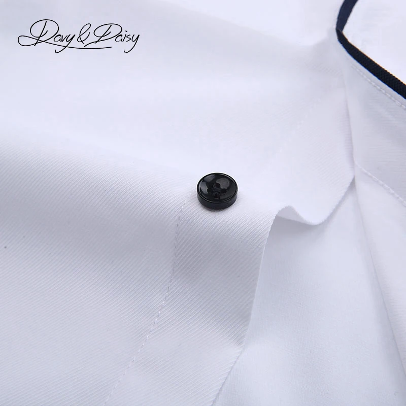 DAVYDAISY Men Shirt Turn Down Collar Long Sleeved  Twill Solid Slim Brand Clothing Dress Shirt Man DS085