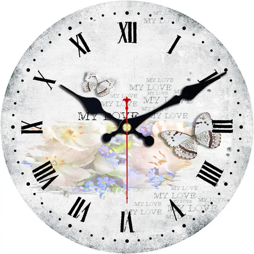 Vintage Abstract Roman Numerals Easy To Read 16 inch  Wooden Cardboard Wall Clock CHIANTI CLASSICO Clock For Living Room Decor 