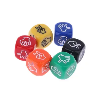 

6pcs/set 6-Side 20mm Funny Drinking Game Dice Rock Paper Scissors Finger-guessing Gambling Game Toys