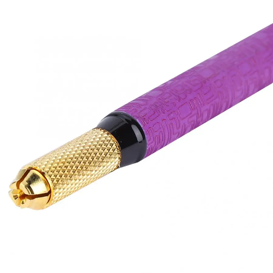 Purple Принадлежности для татуировки полу-Перманентный макияж бровей подводка для глаз Tattoo Ручка зубная щетка с двумя головками ручная ручка для микроблейдинга тату татуировки УП - Цвет: Purple