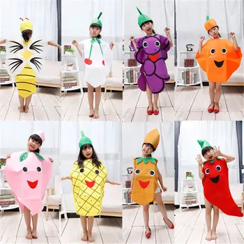

Kids Banana Vegetable Costume Fruit Family Onesie Cosplay Halloween Party Children's Day Cartoon Fruit Vegetable Costume 100-160
