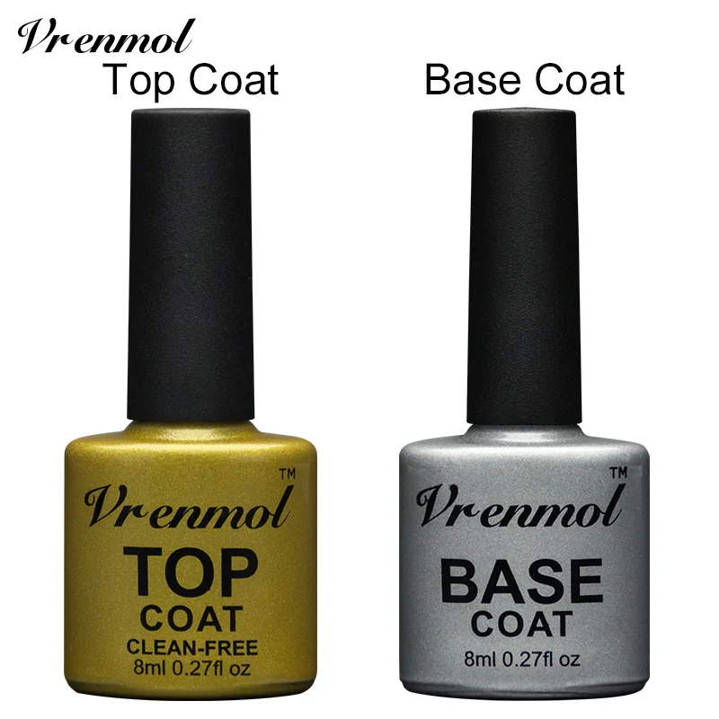 

Vrenmol No-wipe Top Coat Nail Art Gel Polish DIY Tips Soak Off Base Foundation No Sticky Layer Non-cleansing Lacquer Primer