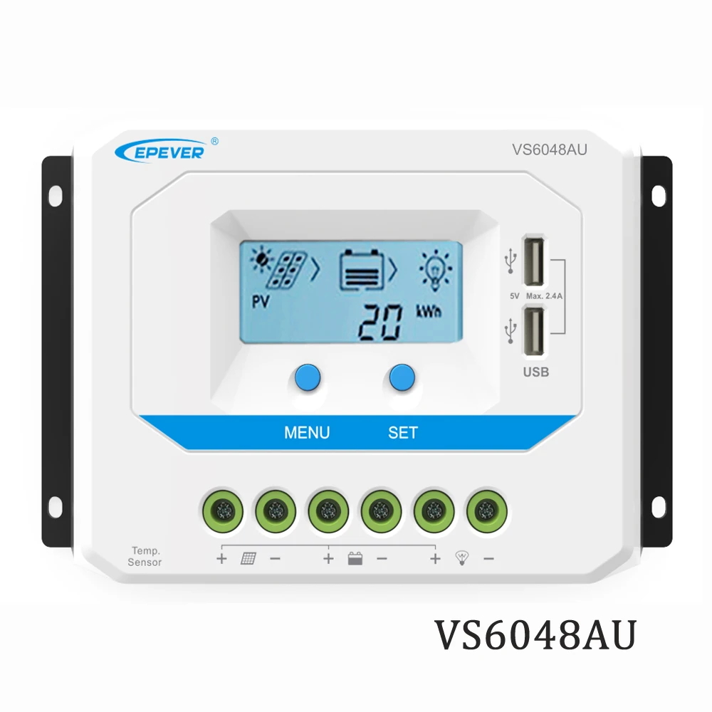 Solar Charge Controller VS6048AU 60A 12V 24V 36V 48V EPSolar PWM Regulator LCD Backlight 5V Mobile phone charger | Обустройство дома