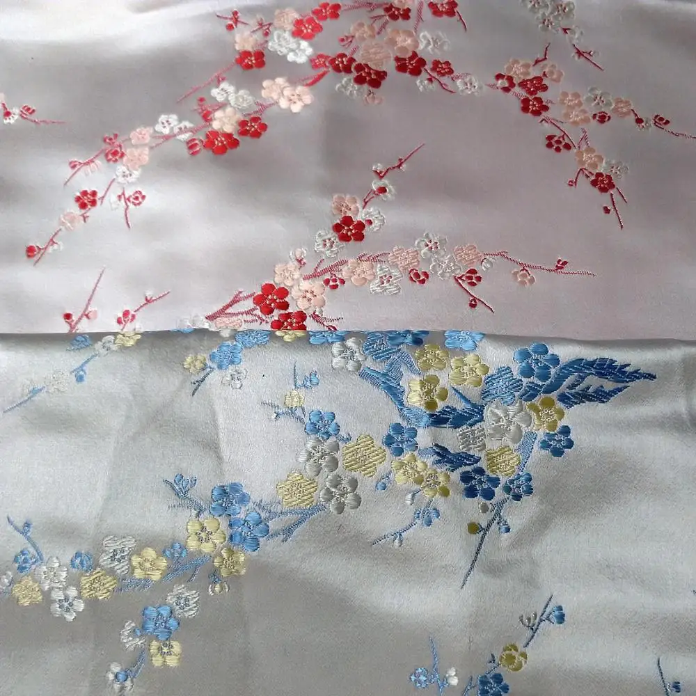 

embroidered silk brocade fabric flower 74cm 52momme DIY sewing fabric cheongsam upholstery high end