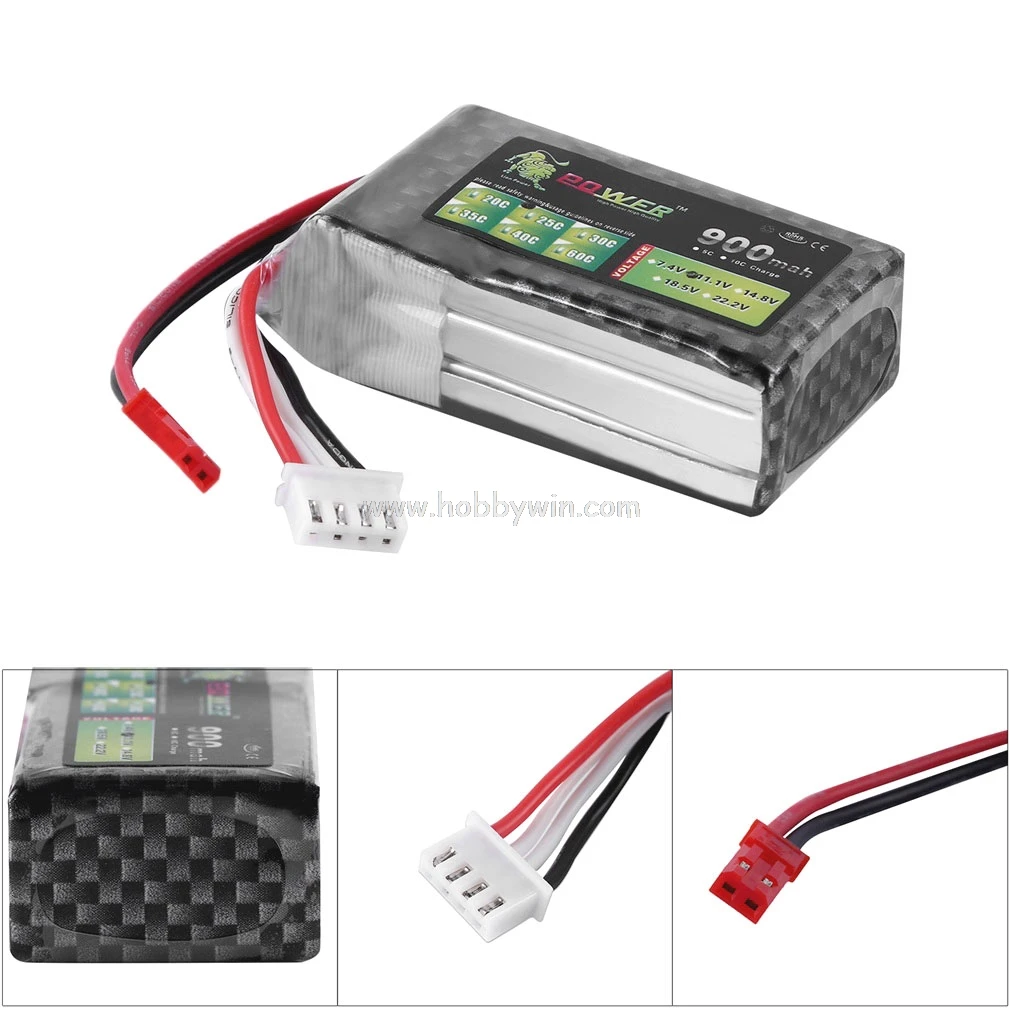 

LION Power 11.1V 900mAh 25C LiPO battery JST plug RC model Lipoly power pack