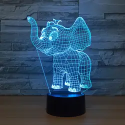 С слон животных 3D ночник светодиодный Usb стол настольные лампы с удаленным сенсорный выключатель для ребенка подарок на день рождения