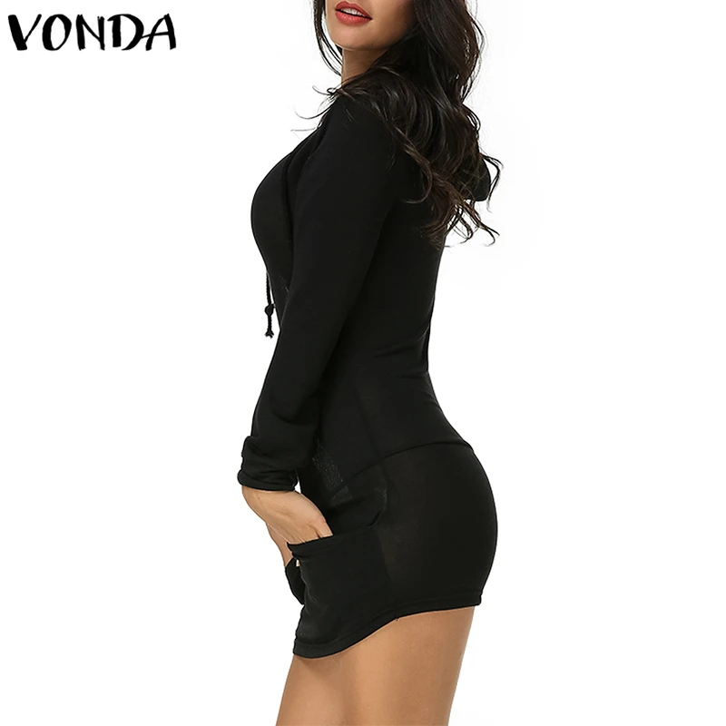 VONDA женские толстовки осенние свободные пуловеры для беременных топы для беременных Платья с капюшоном и длинными рукавами Vestidos