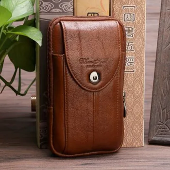 

New Fashion Men Bag Genuine Leather High Quality Loop Skin Belt Fanny Waist Bag Cell Mobile/Phone Case wallet