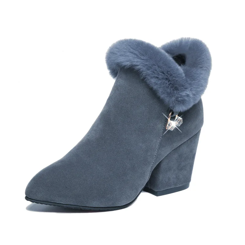 Nouveaux Épais Avec Chaussons Strass 2018 Bleu Plus Haute Bottes Velours Femmes De Martin 0220 Hiver Talon 0kNOPn8wZX