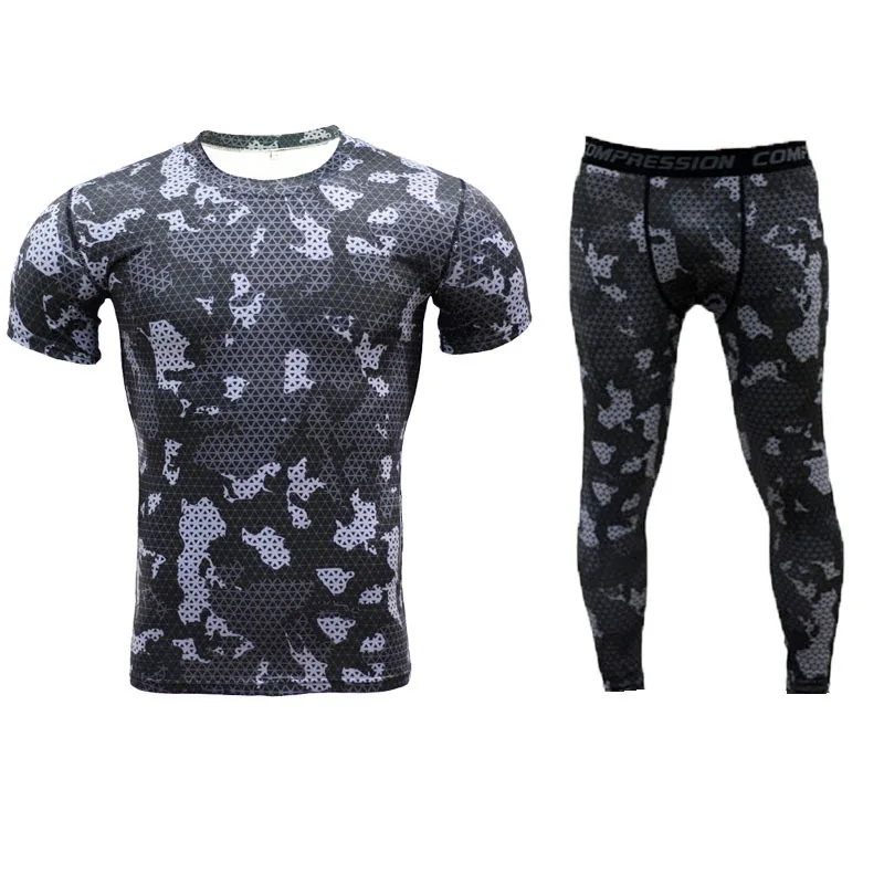 Grid short sleeves long pants sport men suits