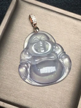 

Only One ! Natural Emerald Laughing Buddha Pendant Necklace Sweater Chain Jadeite JADE Wholesale