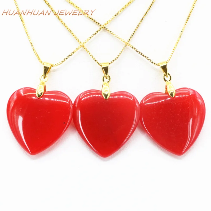 Red stone heart necklace Clearance