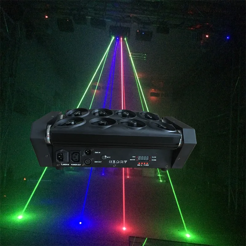 Red green blue light big led beam spider light 8 lens laser Projector