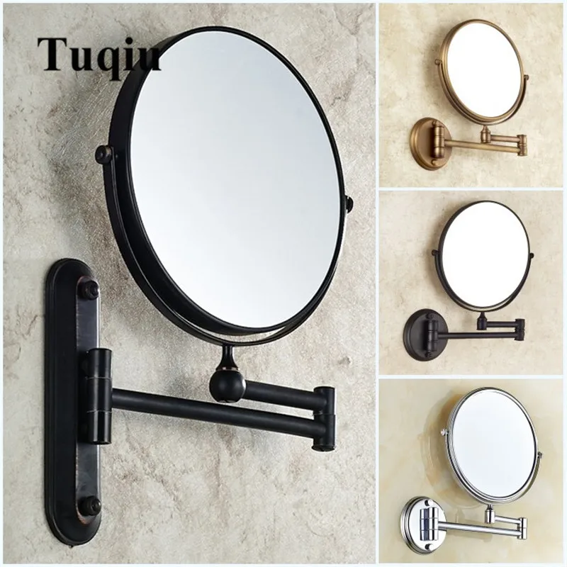 

Bathroom Mirror Wall Mounted 8 inch Brass 3X/1X Magnifying Mirror Folding Black Oil/Gold Makeup Mirror Cosmetic Mirror Lady Gift