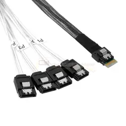 100 шт./Slim Line SAS 4,0 SFF-8654 4i 38pin хост 4 SATA 7pin целевой жесткий диск Fanout Raid кабель 50 см