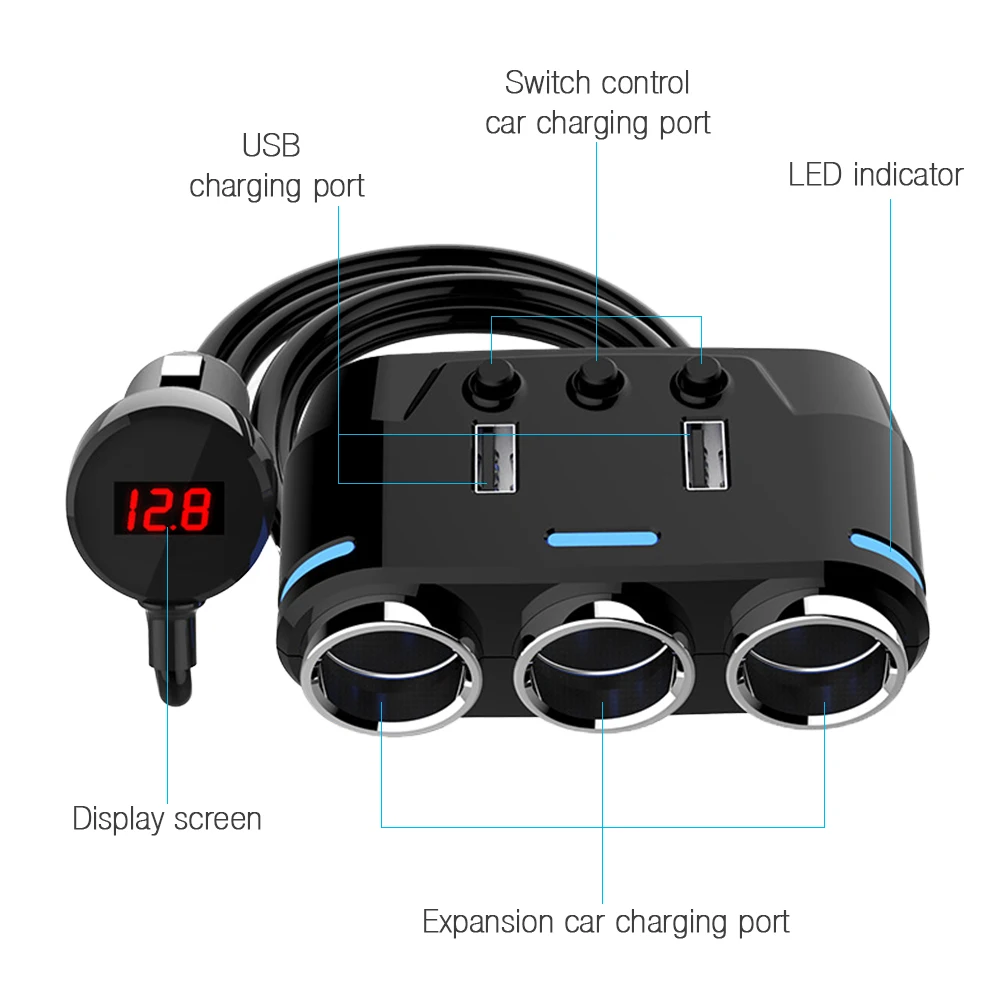 12 V-24 V Автомобильный Прикуриватель разъем светодиодный USB Зарядное устройство адаптер 3.1A 100 W обнаружения для телефона MP3 DVR аксессуары