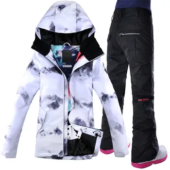 

Breathable Waterproof Snow Jacket+Pants Warm Clothes Set Free Shipping GSOU SNOW Ski Suit Women Sets Windproof Warm Clothe