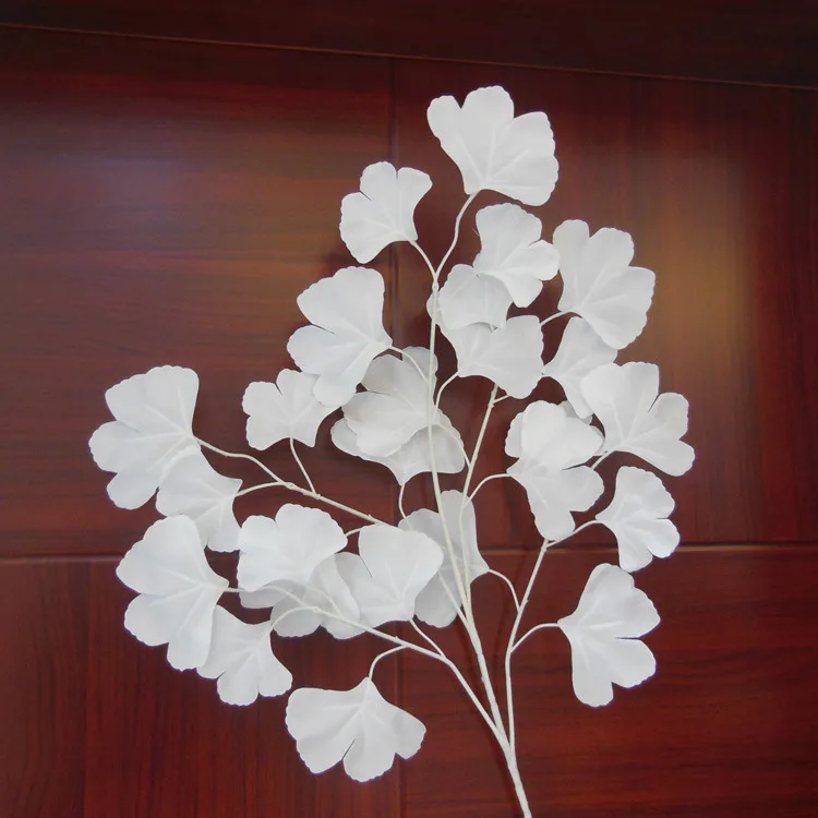 12 шт. 60 см белый гинкго билоба Maidenhair дерево листья ветка шелк искусственный для свадьбы офис отель украшения