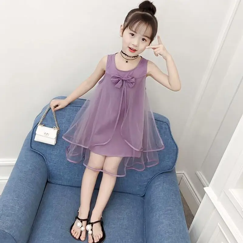 

2019 Summer Girls Dress Baby Elegant Vestidos Beach Teenager Sleeveless Kids Dresses for Girls Clothes Toddler Children Clothing