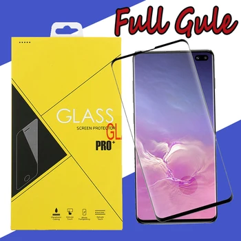 

500pcs Full Coverage Curved Tempered Glass For Samsung Galaxy Note 10 Plus S10 5G Full Glue Screen Protector With Yellow Box