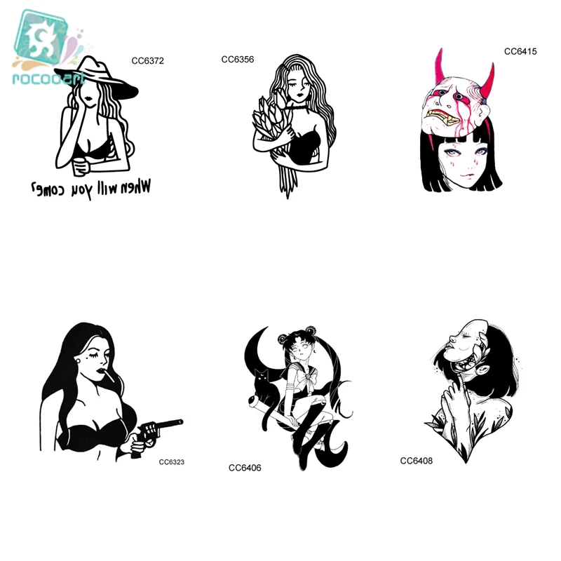 

24 Pieces Temporary Cool Black Small Fake Tattoo and Simple Couples Funny Design Pattern Tattoo Sticker Waterproof Taty 60*60mm