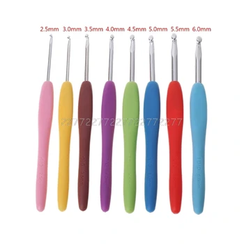 

8Pcs/Set Crochet Needles 2.5-6mm Rubber Handle Hooks Knitting Set Kit Accessories D19 dropship