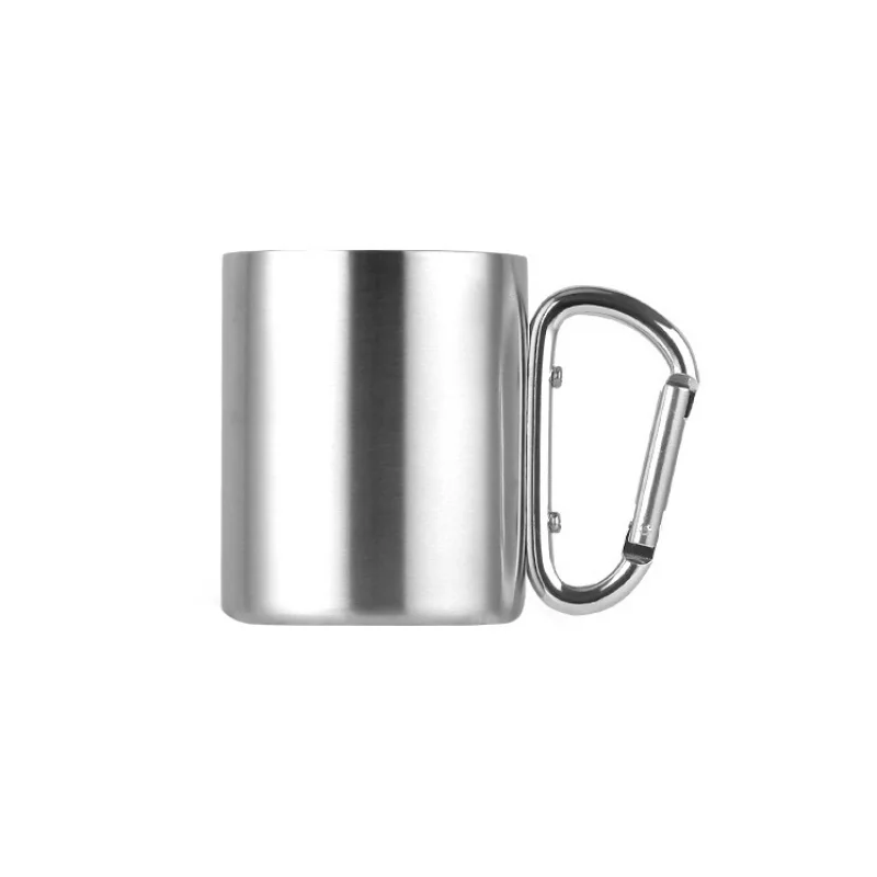 

220ml 300ml 350ml 450ml Stainless Steel Cup Double Wall Mug With Carabiner Hook Handle Sport Bottle Camping utensils