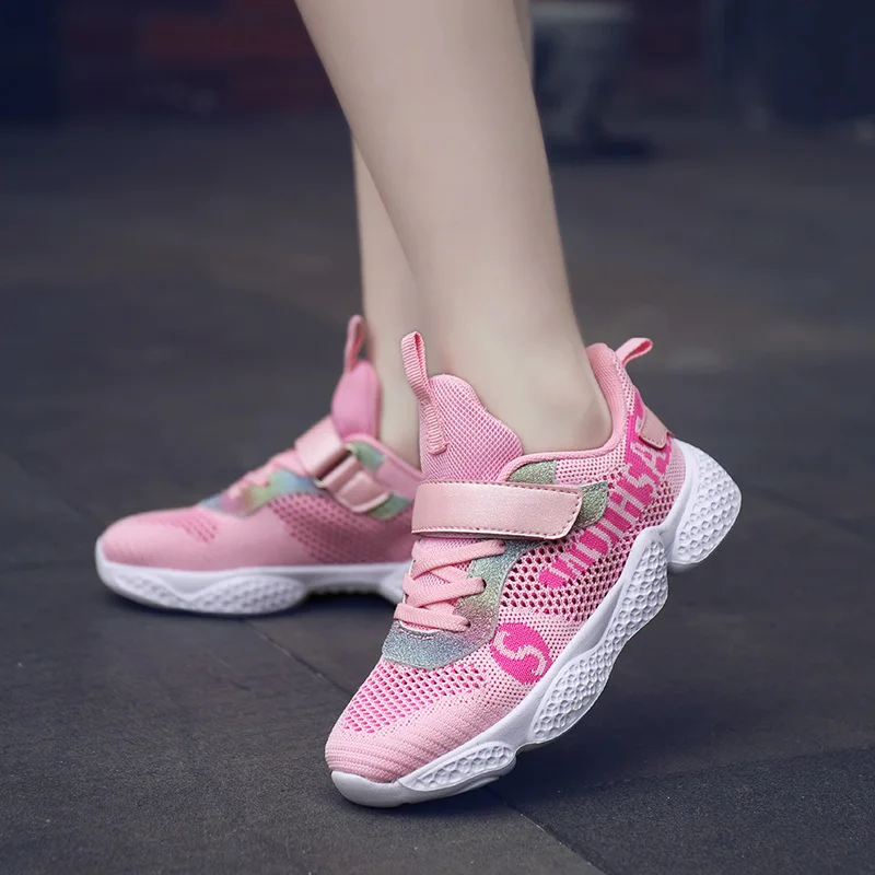 ULKNN/розовые кроссовки для девочек; детская повседневная обувь; кроссовки для студентов; спортивная обувь для бега; школьные кроссовки; дышащая удобная обувь - Цвет: Pink