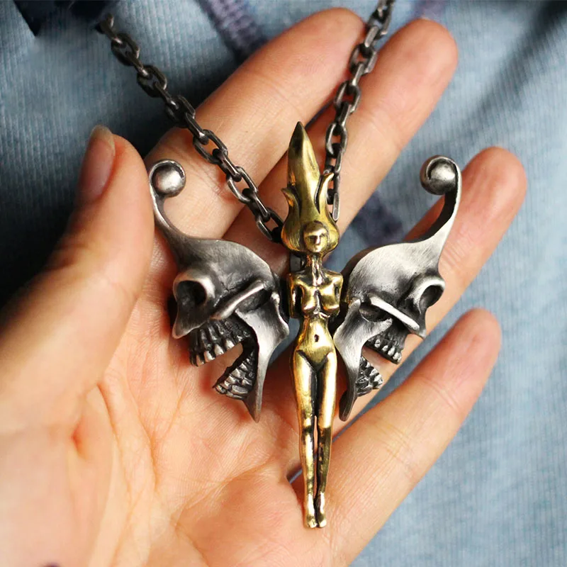 

Handmade Butterfly Angel Pendant with Skull Wings Necklace for Women Men Birthday Gift Jewelry Boyfriend Valentine's Day Gift