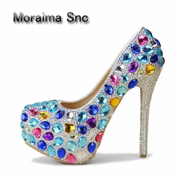 rhinestone platform pumps