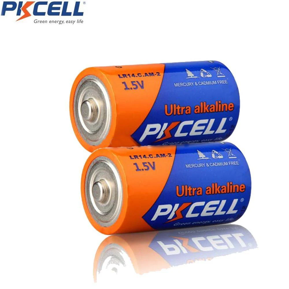 Pkcell 2Pcs 1.5V Alkaline LR14 AM 2 C Battery MN1400 For Flashlights