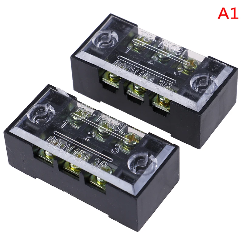 New 2Pcs Useful Dual Row Strip Screw Terminal Block 15A 600V Fixed Wiring Board Wire Connector Hot Sale - Цвет: A1