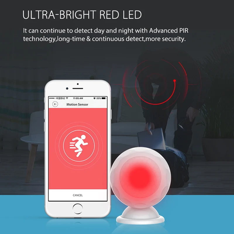 

WiFi PIR Motion Sensor Smart Wireless Infared 2.4GHz One-key Connect Sensor GT66