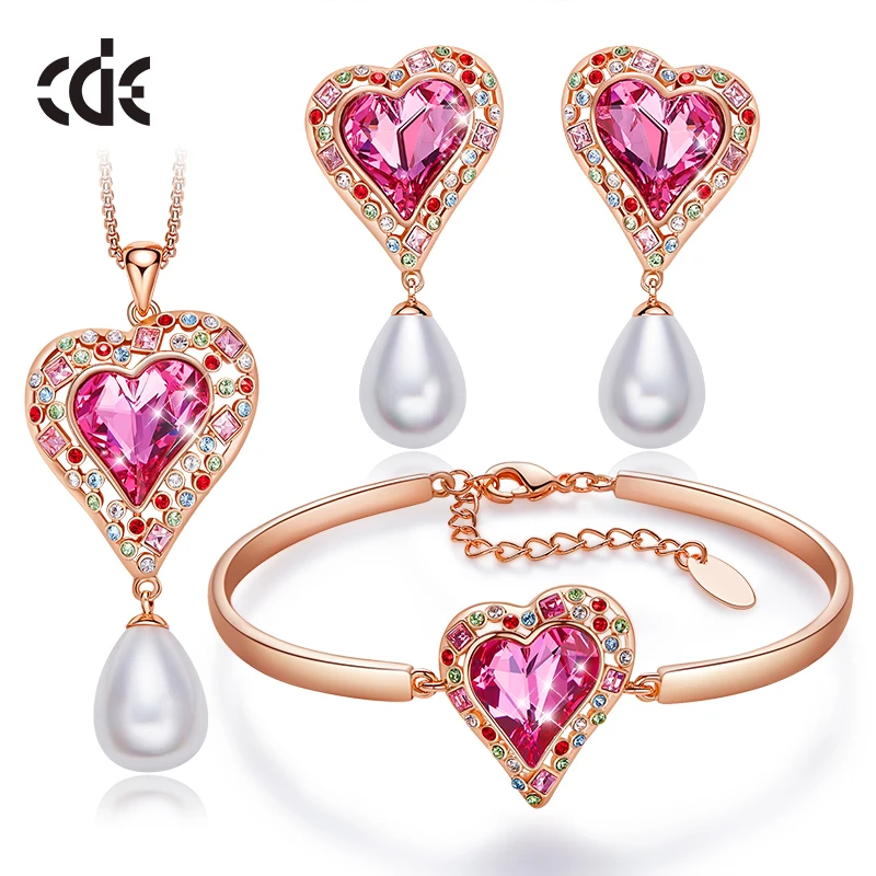CDE женские золотые ювелирные наборы украшенные кристаллами от Swarovski ожерелье