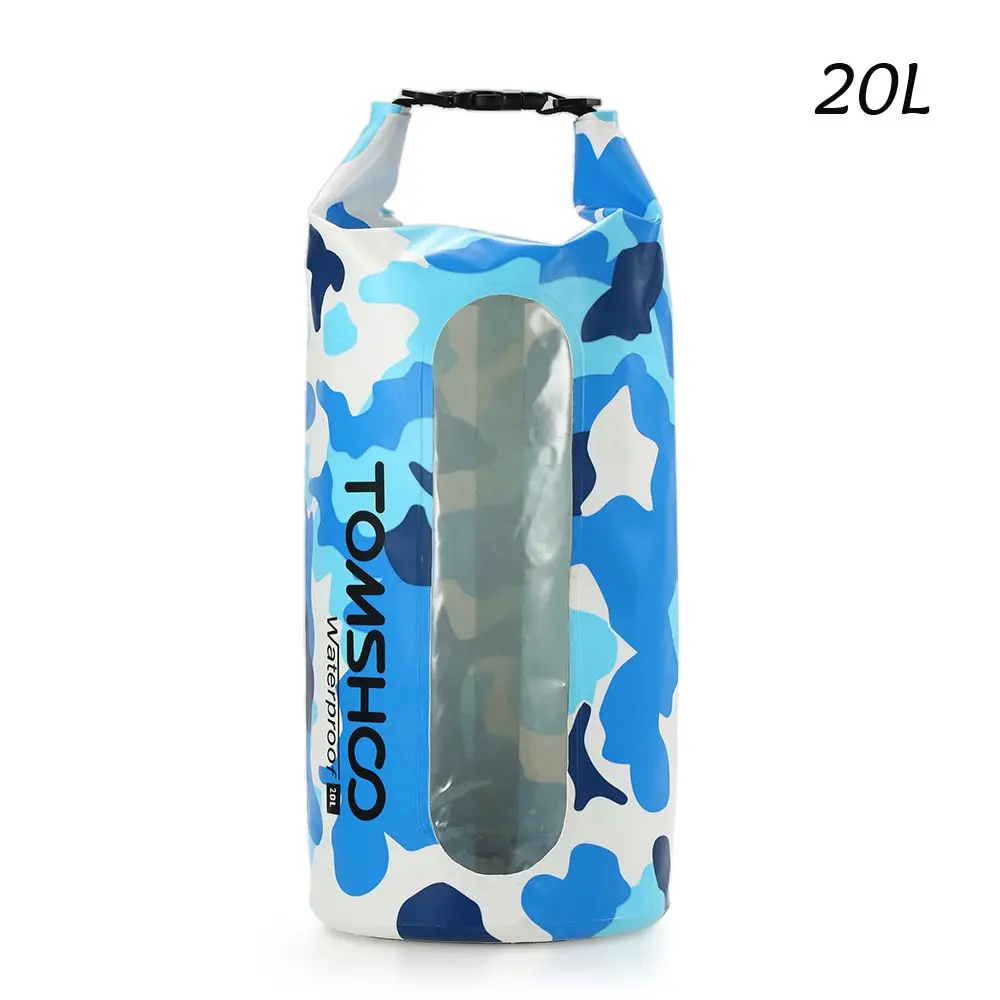 Blue Camouflage 20L TOMSHOO Открытый ПВХ водостойкий сухой мешок сумка для хранения для путешествий рафтинг катание на лодках Каякинг каноэ Кемпинг плавание сумка 10L20L - Цвет: Blue Camouflage 20L