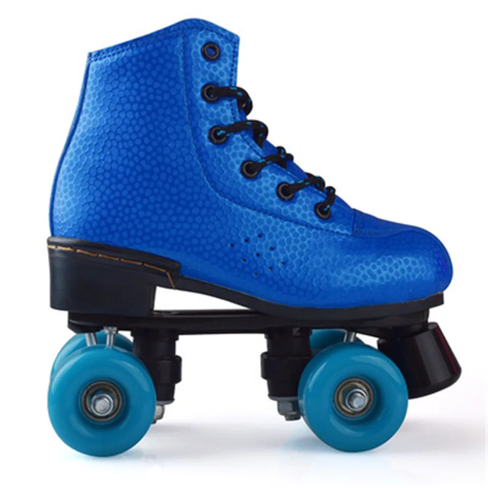 no flashing blue JK для взрослых, роликовые коньки из искусственной кожи, двойная линия, коньки, две линии, обувь для катания на коньках, патины с полиуретаном, 4 колеса, SP6 - Цвет: no flashing blue