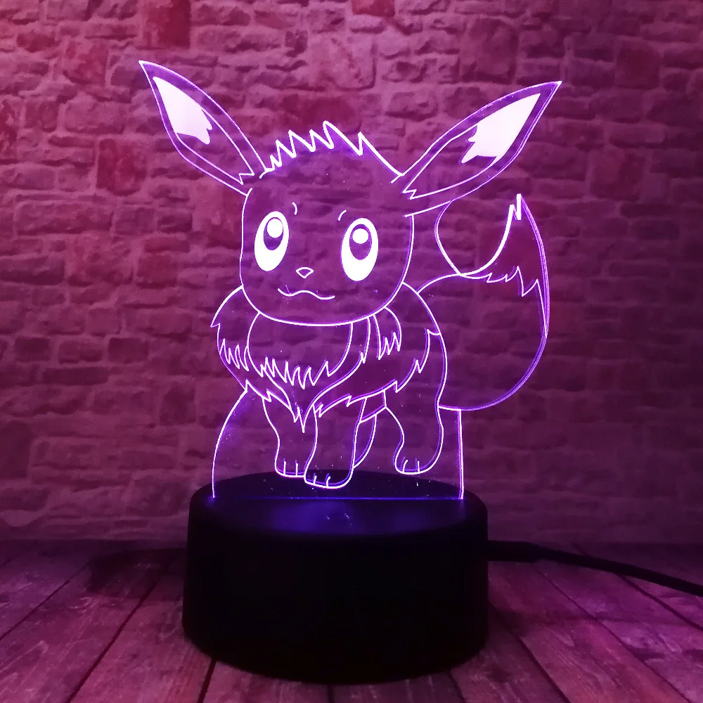 Новая мода Pokemon Go Pikachu Evee 3D ночник экшн игрушка светодиодная 7 цветов детский