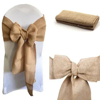 

50Pcs Burlap Ribbon 6'' x 94'' Handmade Burlap Wedding Chair Sash Jute Tie Bow for Party Baby Shower Rustic Wedding Decor SN164