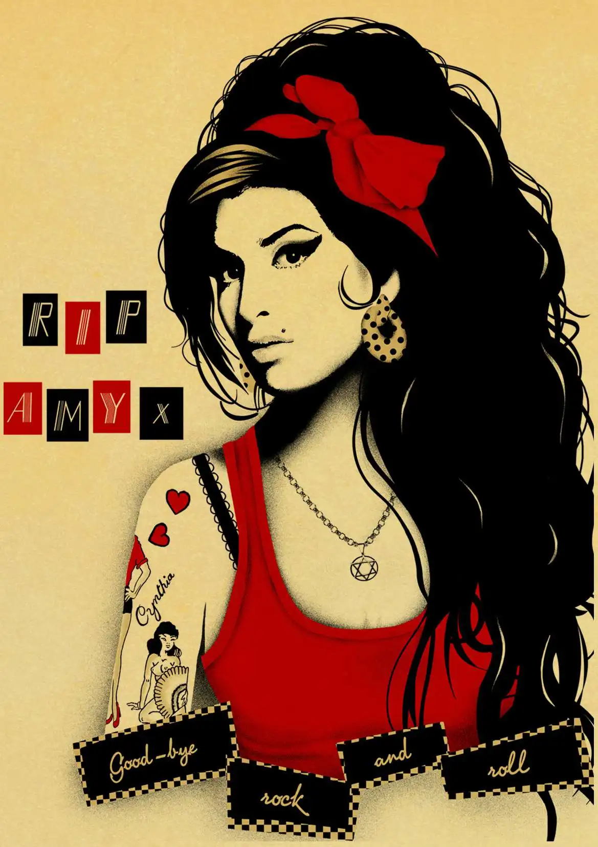 Певица Amy Winehouse музыка классический винтажный плакат живопись декоративные наклейки на стену дома плакаты искусство домашний декор - Цвет: D113