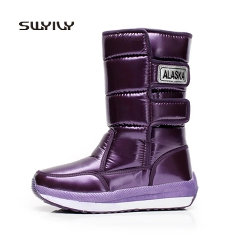 SWYIVY Women Toning Shoes High Snow Boots Waterproof 2018 New Winter Warm Plus Velvet Anti-slip Women Swing Shoes Thicken Warm