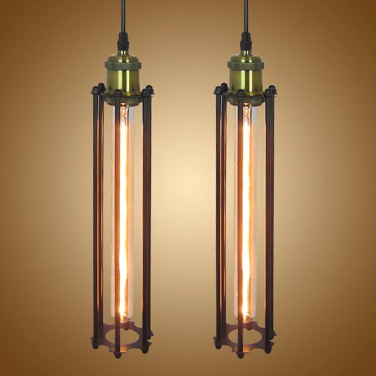 

American country Vintage industrial creative restaurant bar steel long Iron Chandelier chandelier flute single head