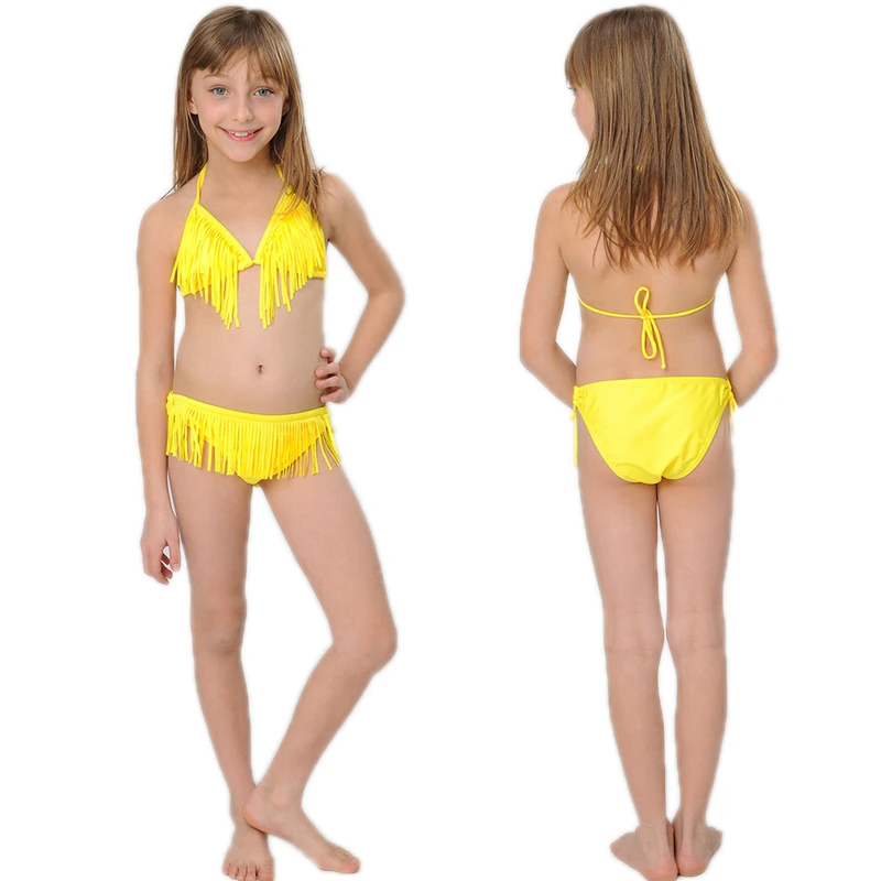 Girls Two Piece Bikini Swimsuits Pink Halter Bathing Suit