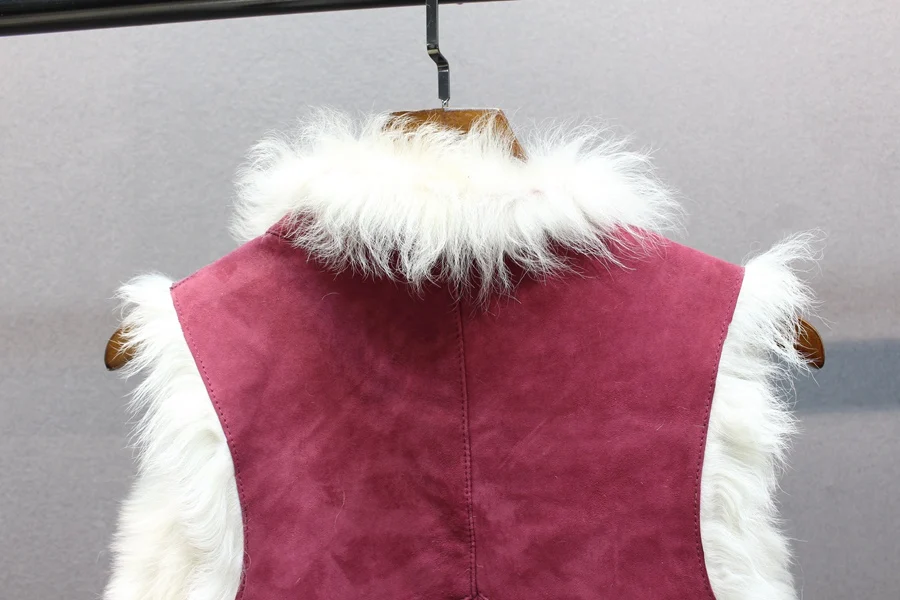 ladies genuine leather and sheep fur waistcoat (8)