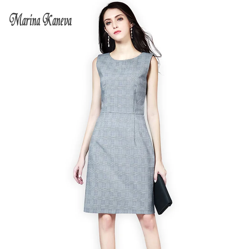 Women Gray Office Dress 2018 New Fashion Female Elegant Bodycon Pencil