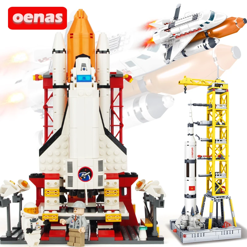 Comprar Compatible con Legoing City Space Shuttle Launcher Center Saturno V Spaceport modelo de cohete ensamblar bloques de construcción ladrillos chico juguete